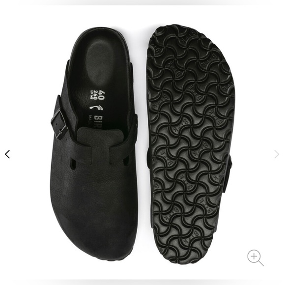 **SOLD**     Birkenstock Boston Exquisite Leather Black Blackout Men 7 Euro 40 - Picture 15 of 16